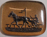 #BEADS0593 - Large 28mm Black and Gold Glass Intaglio Featuring a Harness Race - As low as $1 each
